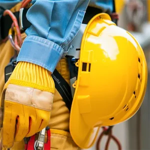 work gloves and hard har